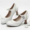 Dames hoge hakken lente en zomer nieuwe dunne hak retro gesp lichte mond enkele schoenen grote maat lage schoenen
