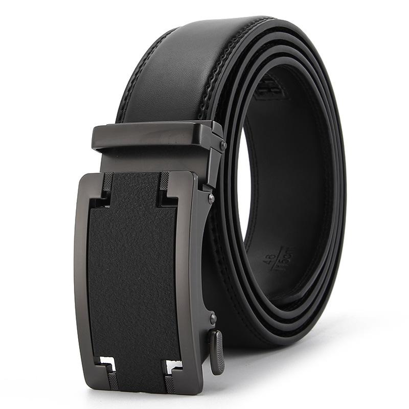 Frosted Automatic Buckle Edge Two-Layer Cowhide Belt, Business And Leisure Men'S Trendy Belt