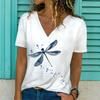 Plus Size 1XL-5XL Women's Summer V-neck Fashion Geometric Print T-shirt Women Casual Short Sleeved T-shirt