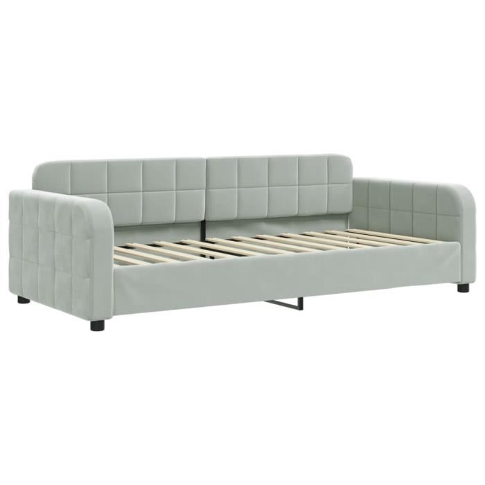 VidaXL Lit de repos gris clair 90x200 cm velours 354058