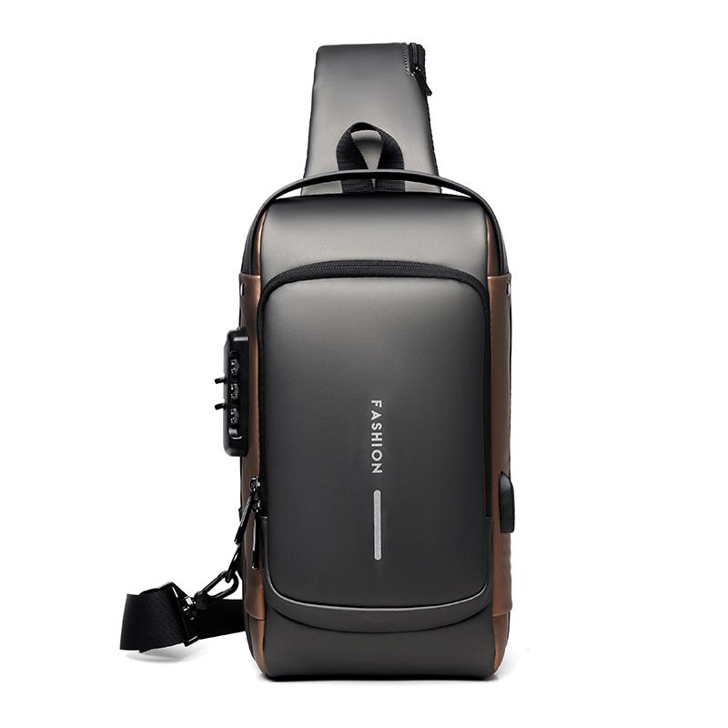 

Мужская многофункциональная противоугонная USB-сумка через плечо, сумка-мессенджер, дорожная сумка через плечо, нагрудная сумка 32*16*6 коричневый/серый