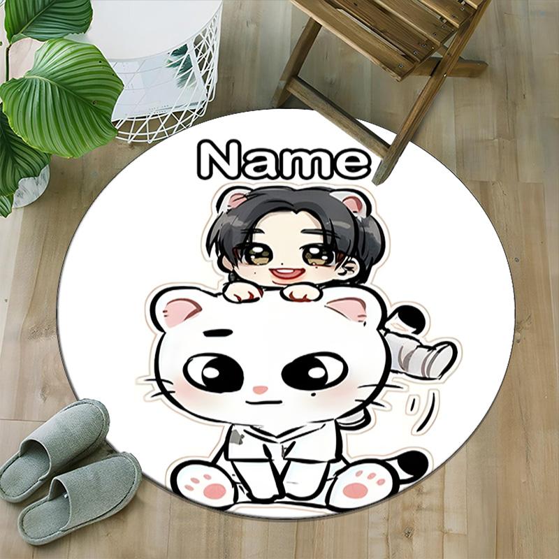 Customizable K-Kpop Team1 Round Non-Slip Carpet - Ideal for Garden, Picnic, Office, Perfect for Decoration, Suitable For All Seasons
