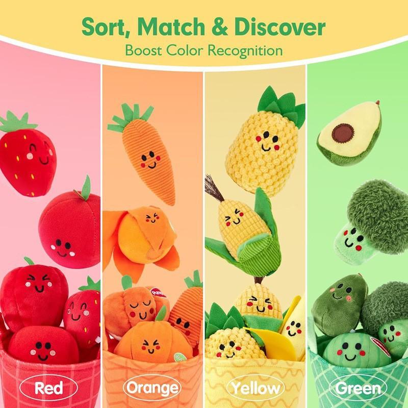 Montessori Fruit Colore Sorting Game Baby Simulation Carrot Plucking Plush Toy Vegetable Shape Matching Picking Play SensoryToy