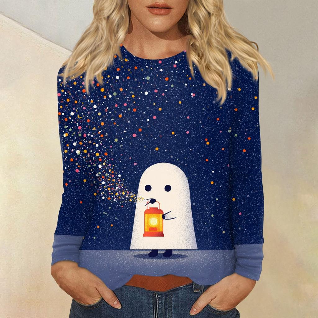 Women's Daily Casual Long-sleeved Printed O-neck Top