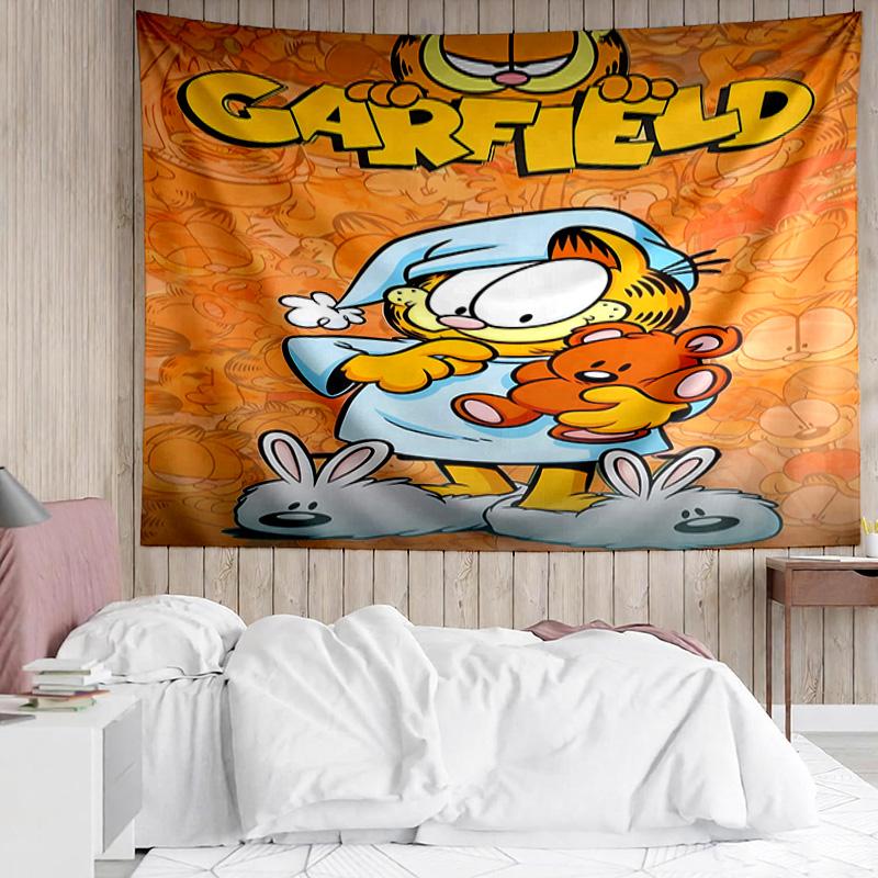 Cute Garfield Tapestry for Bedroom Aesthetic Classroom Tapestries Wall Hanging for Living Room Dorm Office,Ideal Creative Gift