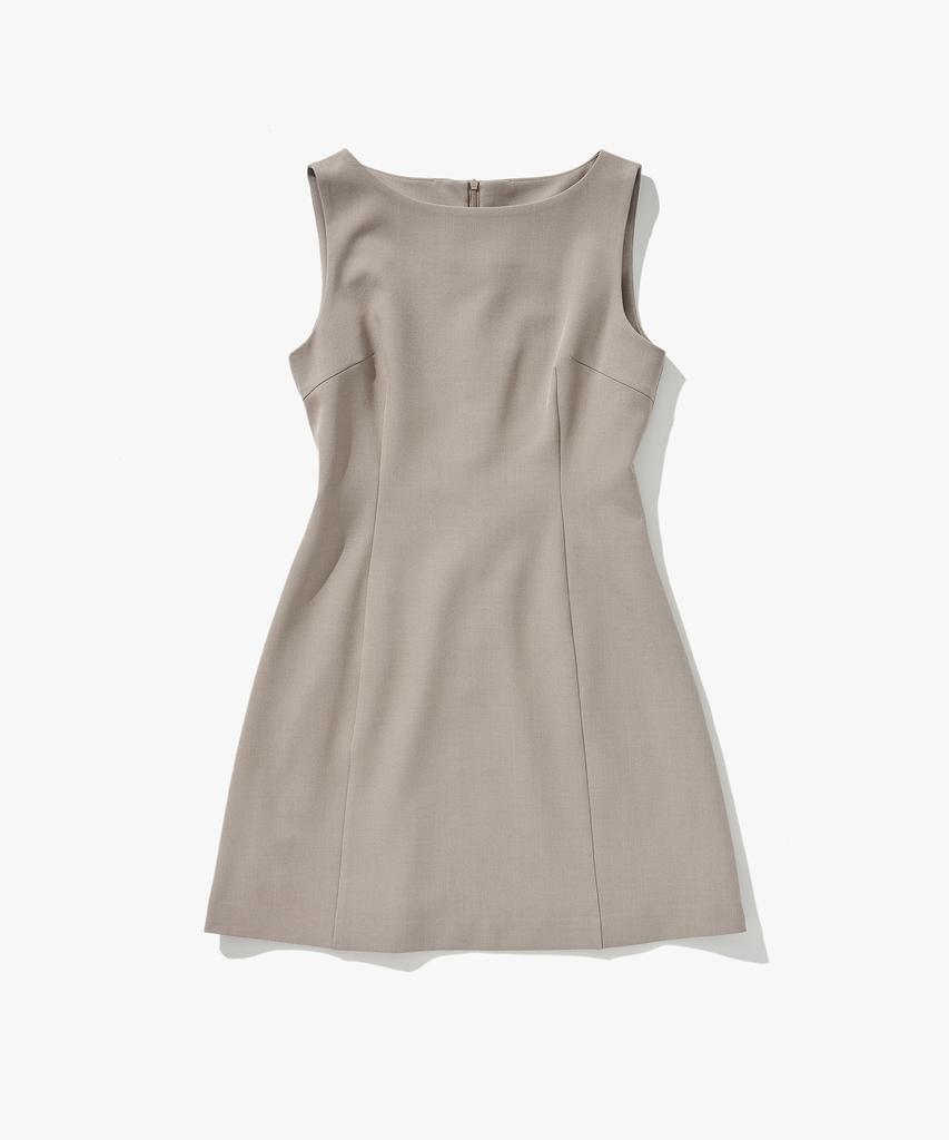 Plack Woman Minimalist Sleeveless Dress Beige