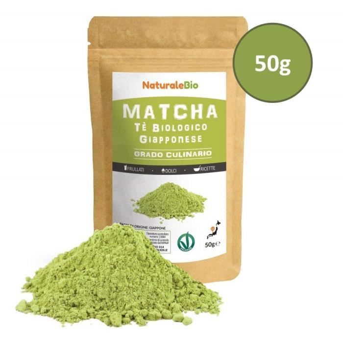 Thé Matcha Bio Japonais de Cuisine [ Qualité Culinaire ] 50 gr -Thé Vert Matcha en Poudre 100% Naturel -Matcha Green Tea