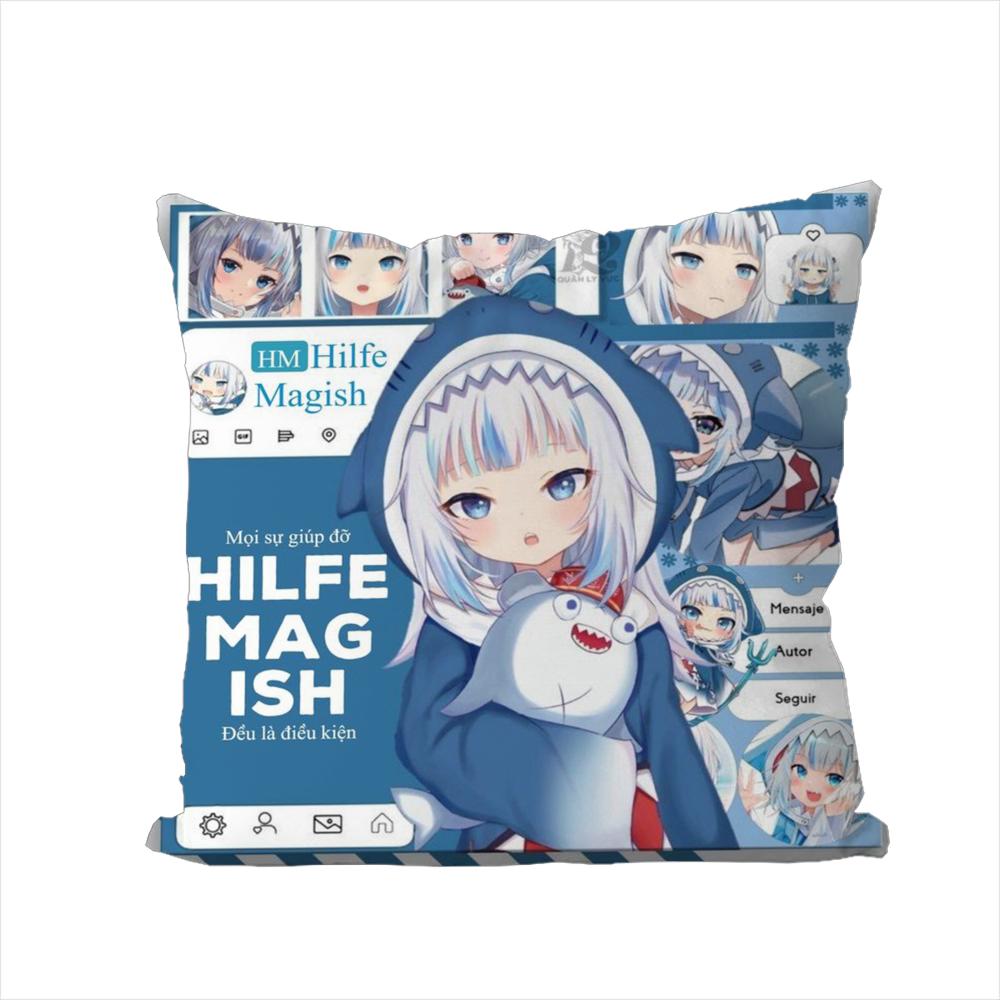 Gawr Gura Pillow Case For Car Sofa Decorative Home Doublesided Print Plush Square Throw Pillow Cushion Cover