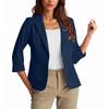 Womens Casual 3/4 Sleeve Blazers Open Front Solid Color Lapel Collar Work  Business Suit Jackets