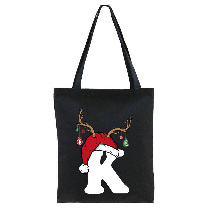 Christmas 26 English Letter Printing Tote Bag Shoulder Bag Women's New Large Capacity Go Out Portable