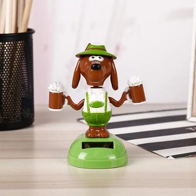 Flip Dolls Kids Toys Solar Power Beer Dog Shaking Head Dolls Bobble Head Doll Solar Swing Dog