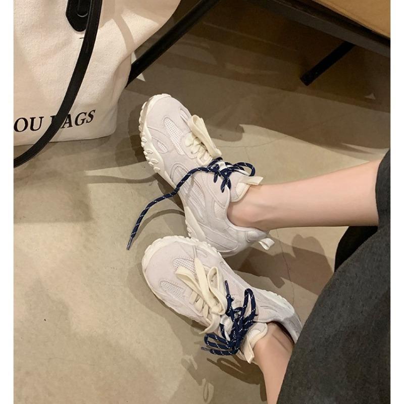 ~ Inner Heightening Classic Soft Baseplate Shoes Round Head Splicing Breathable Mesh Surface