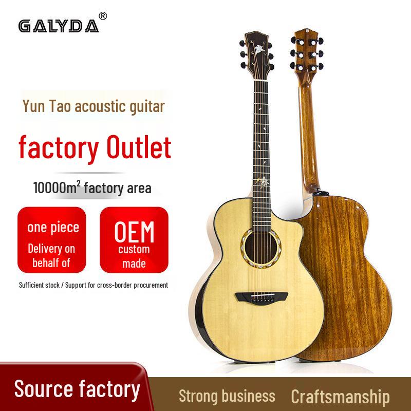 41-inch Spruce Top Acoustic Guitar - Bright Finish, Beginner Friendly, Wooden Design