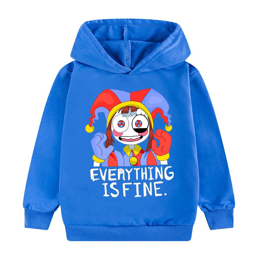 Dzieci Niesamowity Cyfrowy Cyrk Zabawny Nadruk Bluza z Długim Rękawem Ciepła Bluza Chłopcy Dziewczynki Jesień i Zima Moda Miękki Polarowy Hoody