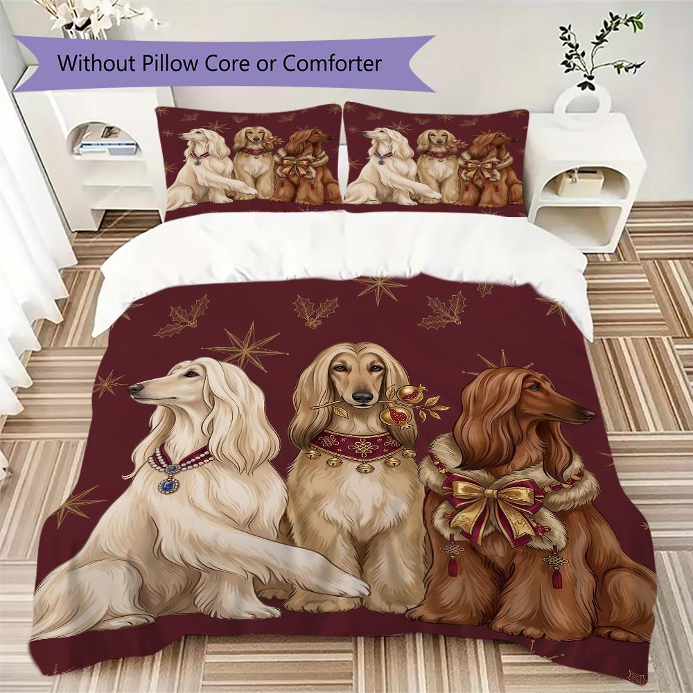 Royal Canine Fashion Pattern Bedding uilt Set uilt Cover Pillowcase Home Decoration Birthday Gift (1 * duvet cover + 2 * pillowcase without core)_XIA