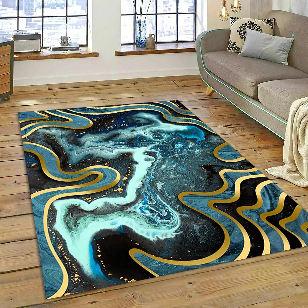 Dream Colour Splendid Marble Gold Nordic Rug for Home Living Room Bedroom Sofa Doormat Kitchen Decor Mat