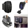 New Motorcycle Car Boat Dual USB Power Waterproof Blue  Light Charger Carling ARB Rocker Switch