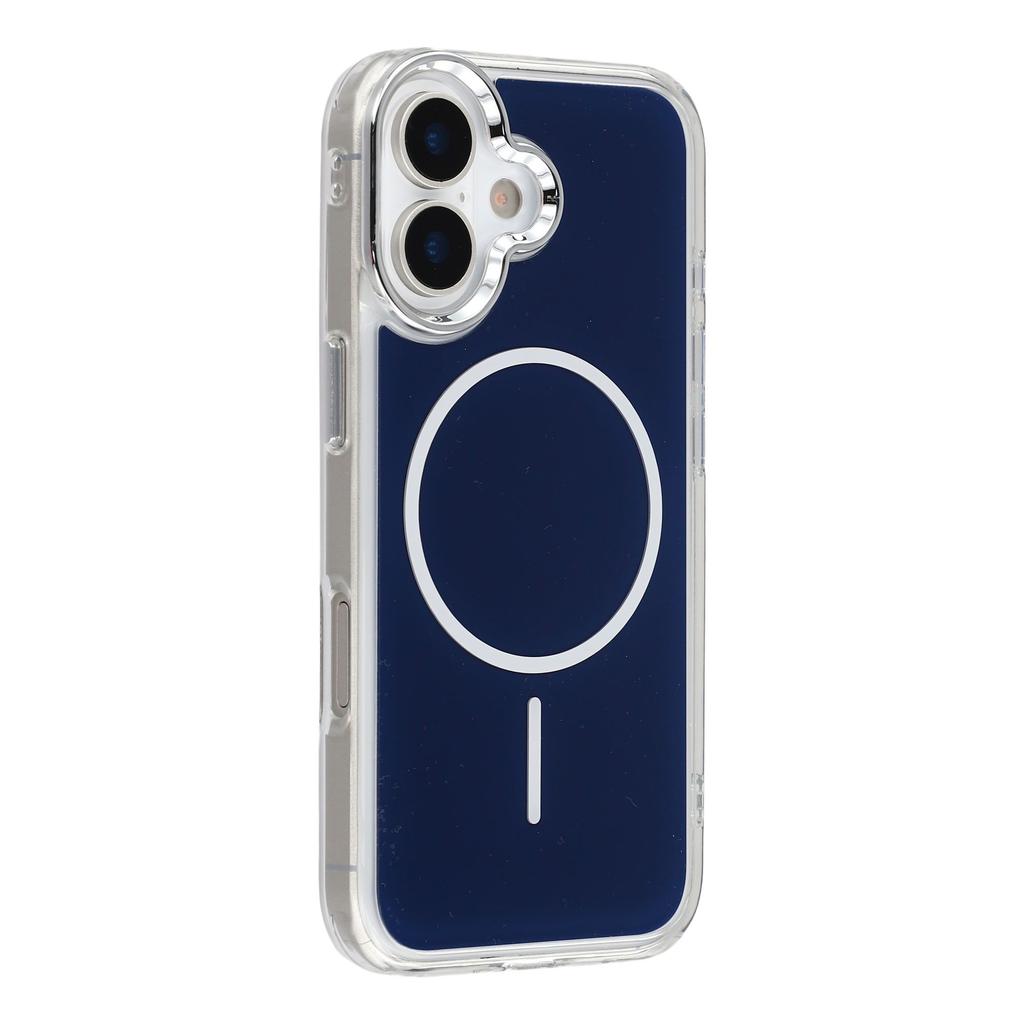 For iPhone 16 Magnetic Case Electroplated Camera Frame TPU Acrylic Anti-drop Phone Back Cover Compatible with MagSafe