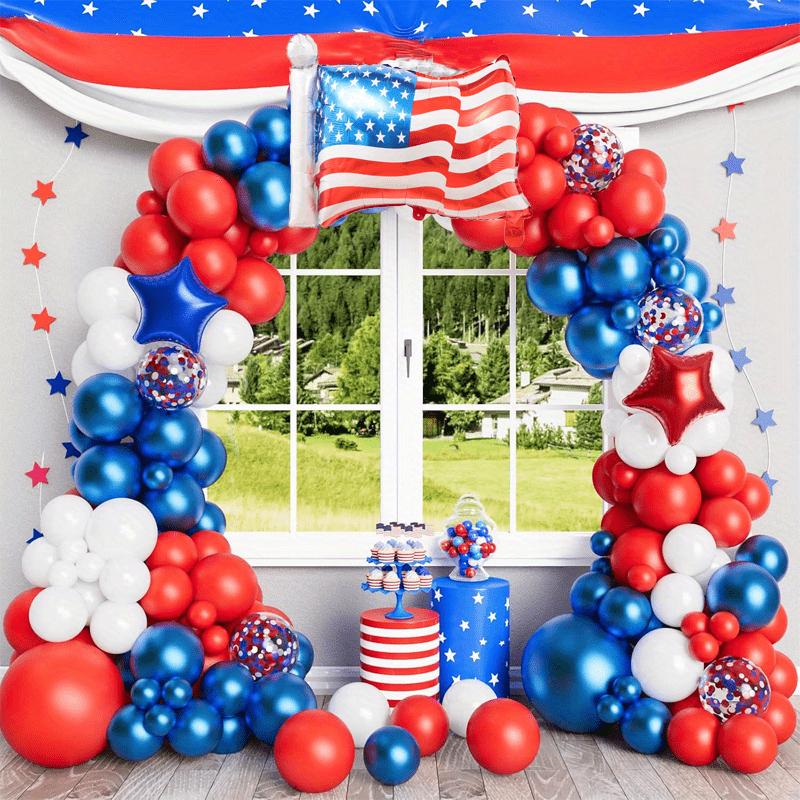 132pcs Red, White and Blue Balloon Garland Set, Balloons Suitable for Graduation Party Independence Day Balloon Arch Decoration