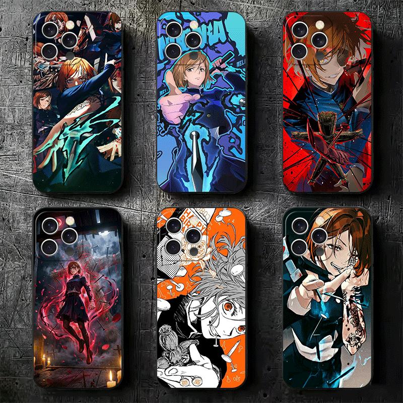 Anime Kugisaki Nobara JUJUSU Soft Phone Case for iPhone 16 16E 17 Air 15 Pro Max 14 Plus 13 Mini 11 12 7 Black Cover Back Shell