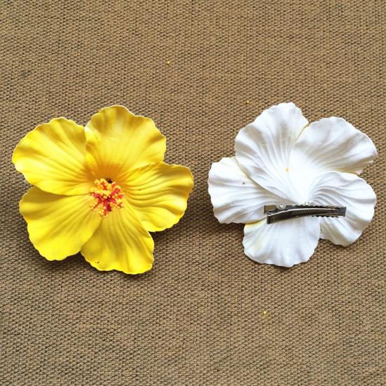 1 Pair Women Hairpins Bohemia Style Large Flower Decor Hair Clips Bright Color Hair Pins Sea Beach Hair Accessories