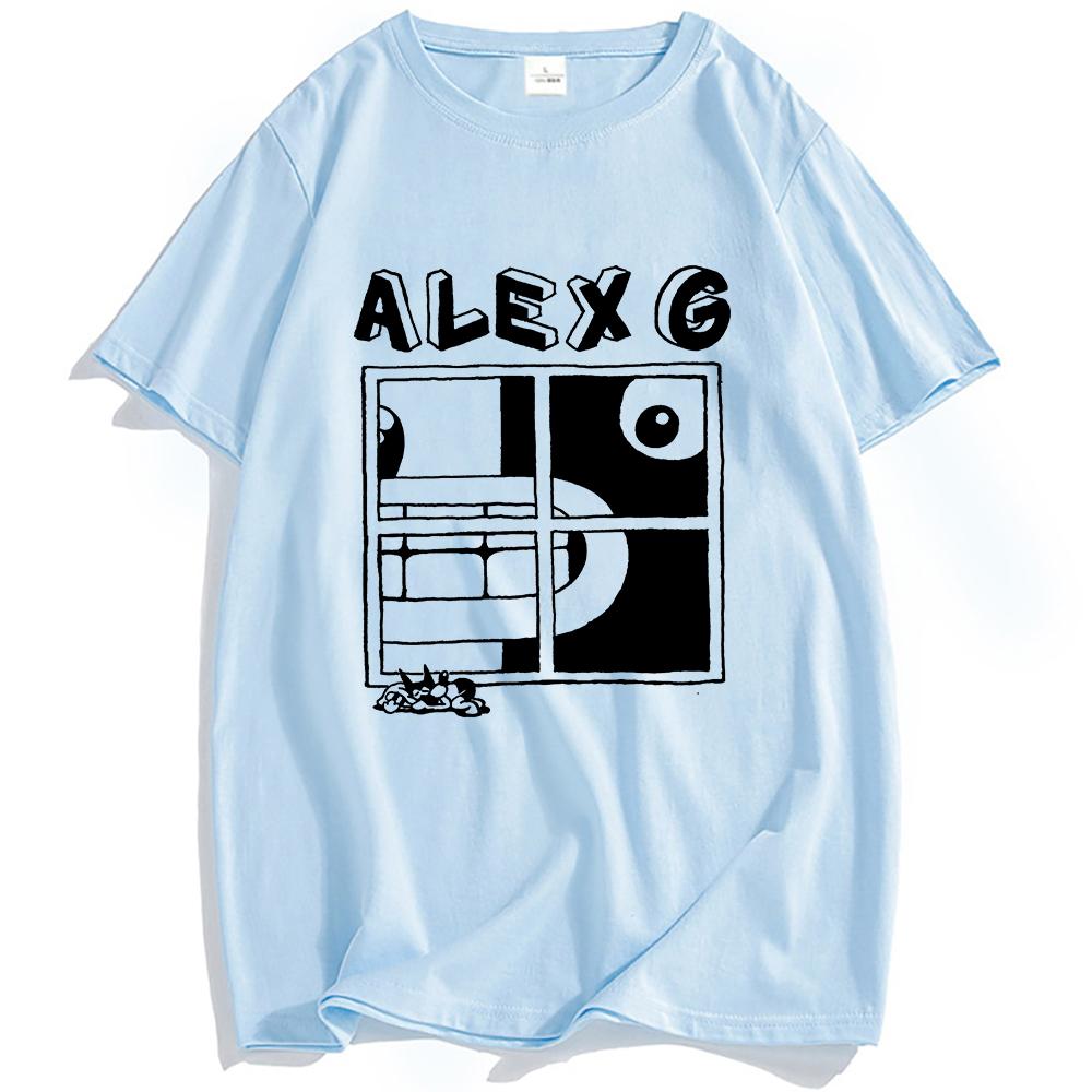 ALEX G Tričko s oknem Světlomety Album Potisk Trička Léto Krátký rukáv Volné Tričko O-výstřih Móda Pánské Dámské Oblečení