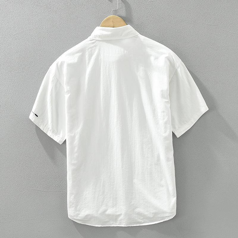 Summer Korean Fashion Mens Shirts Casual Pure Cotton Men's Short Sleeve Shirt Youth Streetwear Loose Tops Design Printed Shirt