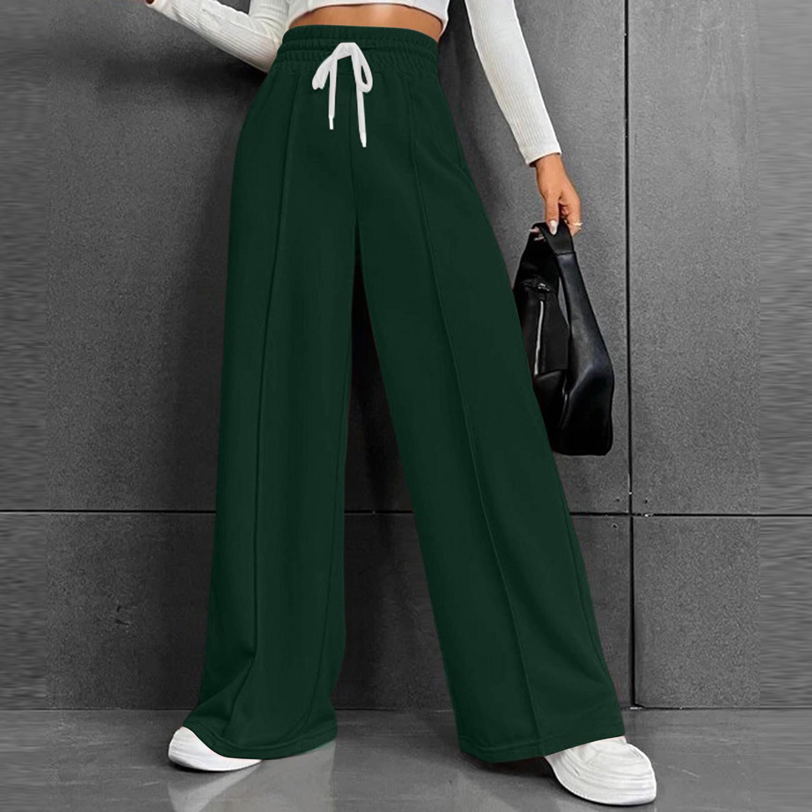 

Женские универсальные повседневные удобные свободные брюки с высокой талией на кулиске и широкими штанинами S