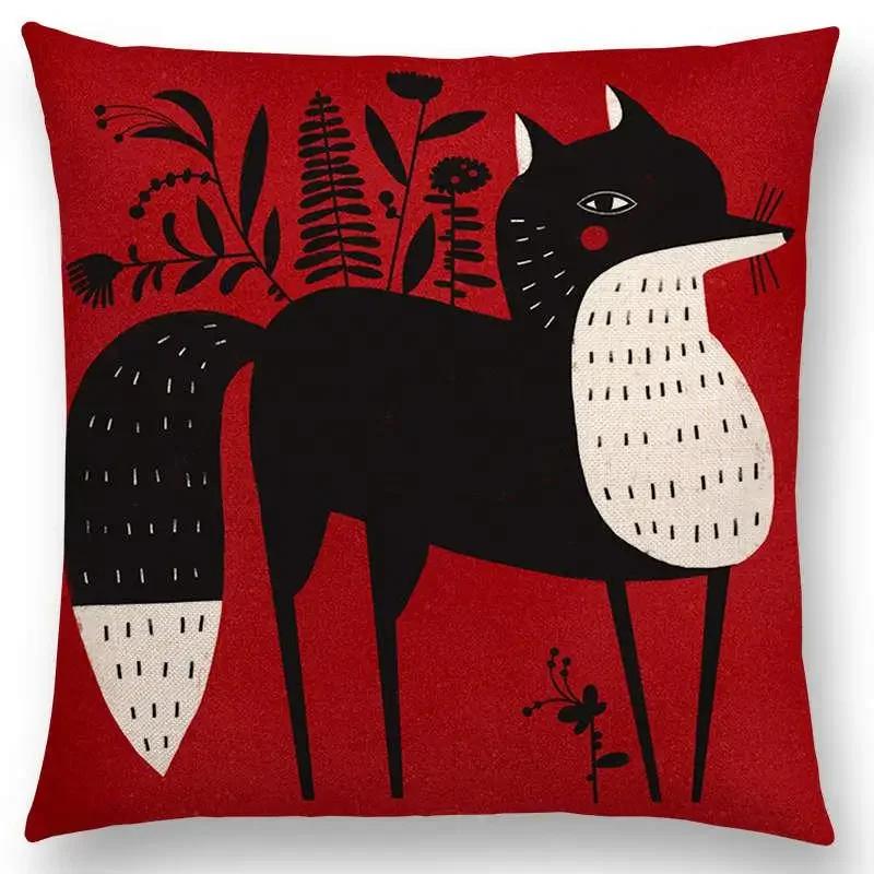 Abstract Fantasy Animals Painting Sofa Throw Pillow Case Dachshund Owl Cat Dog Squirrel Rabbit Fox Elephant Cushion Cover