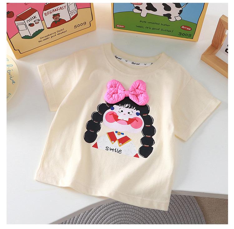 Cartoon 3D Doll T-Shirt for Kids - Pure Cotton, Short Sleeve, Summer Parent-Child Outfit