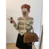 Striped Sweater Cardigan, Women's Autumn New Style, Fashionable, Elegant, Slimming, Versatile Round-neck Knitted Sweater