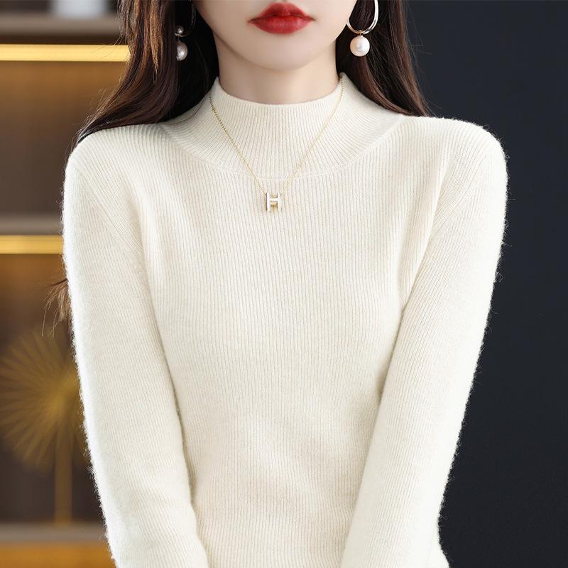 Siping Stitch Women's Half-High Collar Sweater: Autumn/Winter Slimming Knitwear