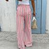Pantaloni Casual da Donna a Gamba Dritta a Righe, Vestibilità Larga, con Coulisse in Vita per un Comfort Rilassato Quotidiano