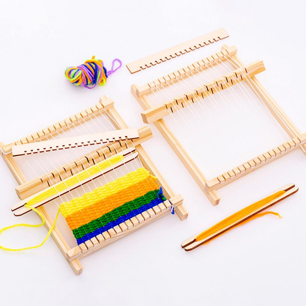 Wooden Color 1 Set Fancy Intellectual Toy Weaving Frame Loom Portable Weaving Loom Multi-craft Nursery Gift