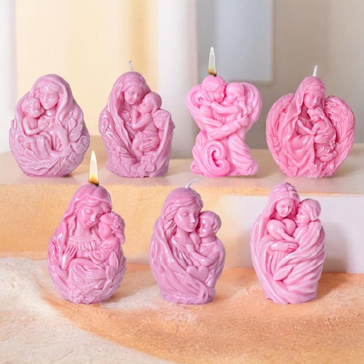 Creative Silicone Molds Mother and Child Candle Figures Moulds Silicone Texture Perfect for Candle Crafting Enthusiasts