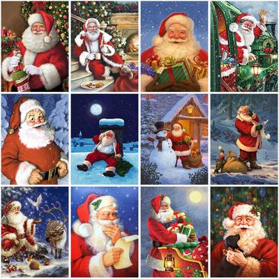 5D-Diamantgemälde zum Selbermachen, voller runder Bohrer, Weihnachtsgeschenk, Weihnachtsmann, Stickerei, Bastelset, Bild, Wandkunst, Heimdekoration