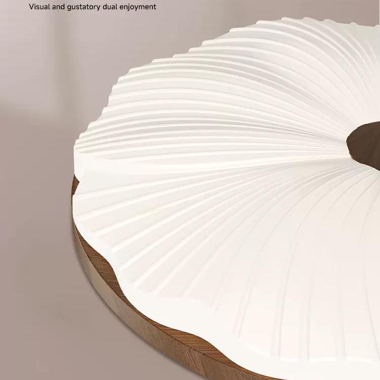 "Medieval-Style Ceiling Lamp: Full-Spectrum Eye Protection, Walnut Wood Grain, Cream Finish, Retro Design for Bedroom or Study."