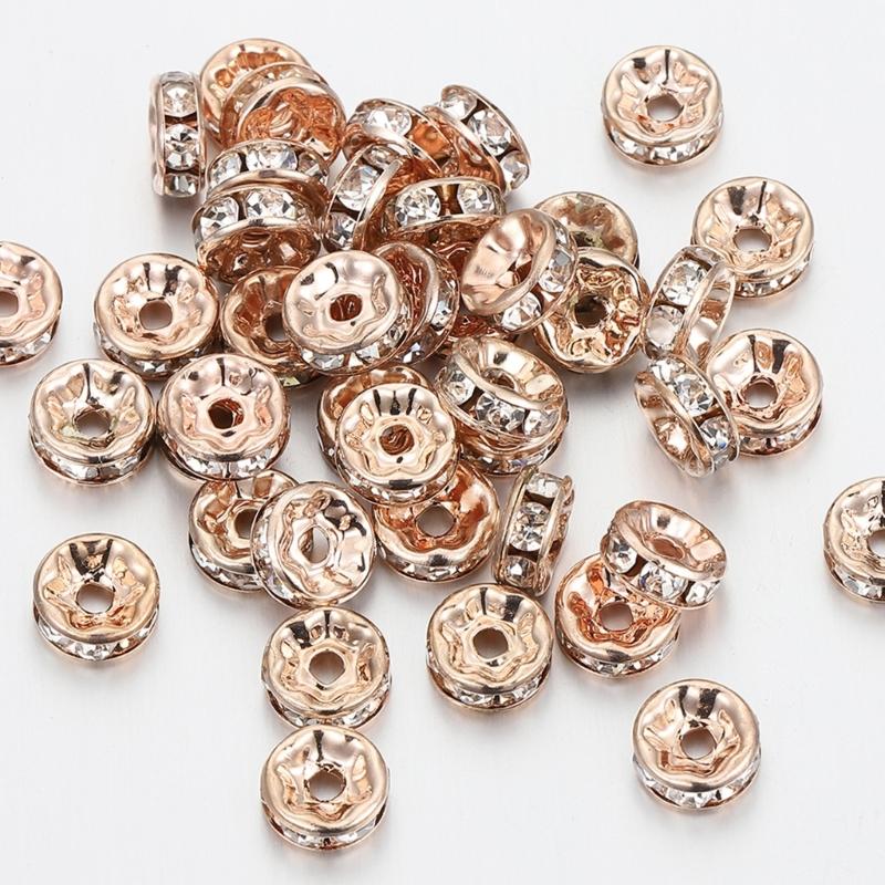 100Pieces Rhinestones Decorative Spacer Beads Fashion Jewelry Supplies Loose Bead Perfect for Jewelry Making and Projects