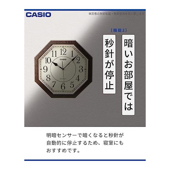 CASIO Wall Clock, Wall Clock, Radio Clock, Wood Grain, Step Second Hand, Second Hand Stops At Night, Dark Brown, Japanese Room IQ-1023J-5JF