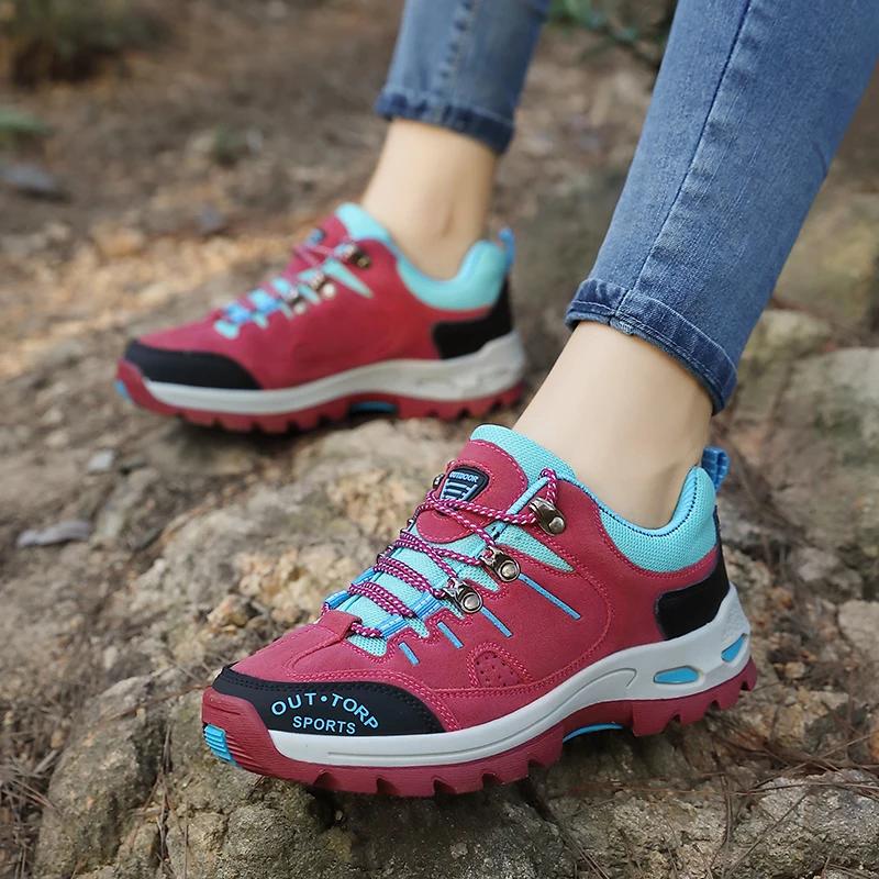 Men's and Women's Casual Sneakers Outdoor Flat Non-slip Hiking Shoes Couple Tour Hiking Plus Size Walking
