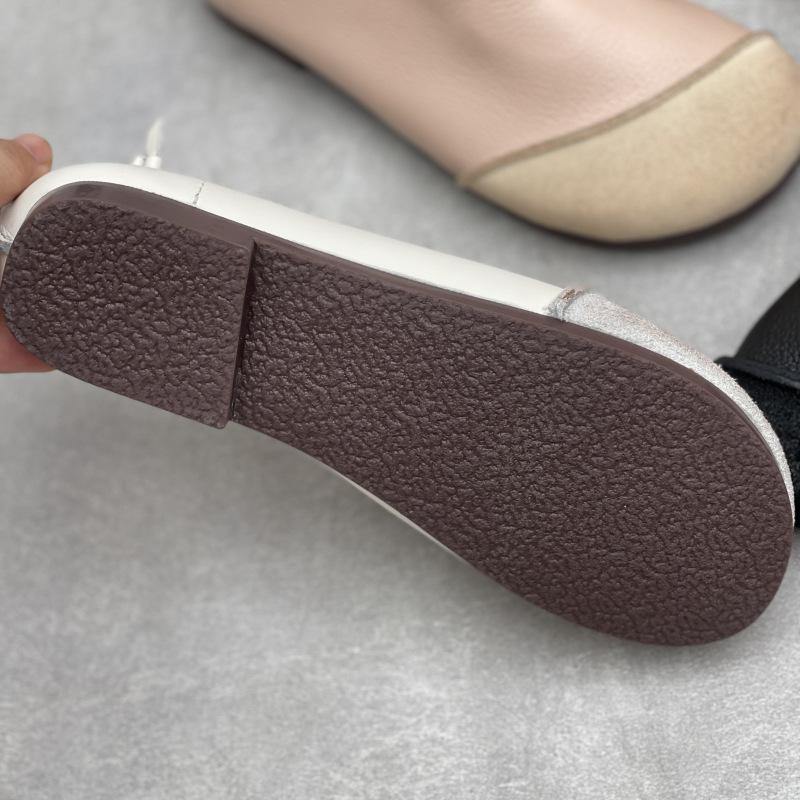 Johnature Retro pravá kůže Ženy Měkká podešev Ploché Boty Ruční výroba Ležérní Mělké nazouvací mokasíny s kulatou špičkou