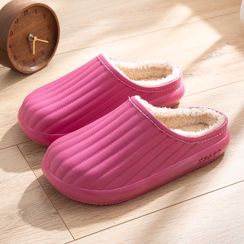 Men & Women's Waterproof Winter Cotton Slippers: Non-Slip, Plush, Velvet-Lined for Indoor & Outdoor Use