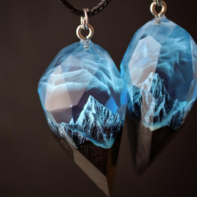 JMXD-Love Muntele Zăpezii Rășină Pandantiv Luminos Colier Luminos Personalizat Handmade Cuplu, Cadou de Ziua de Naștere