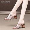 Fashion Comemore Summer Slippers Womens High Heels Slides Casual Shoes 2025 Women's Heel Mules Flip Flop Slides Women Sandal Sandalias