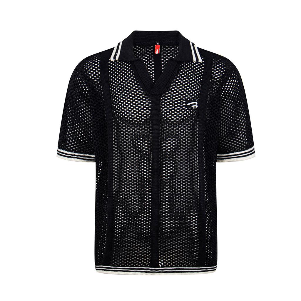 Summer short-sleeved hollowed-out personalized sports poloT-shirt lapel-neck knitted sweater for men