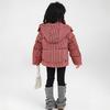 Checkered Retro Down Jacket Girls Fashionable Casual Cotton Coat Little Girl
