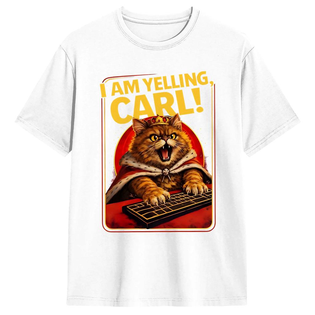 T Shirt I Am Yelling Carl Angry Cat Fantasy Bookish Dungeon Crawler Carl T Shirts Fashion Summer Tee Shirt Classic Cotton Tops