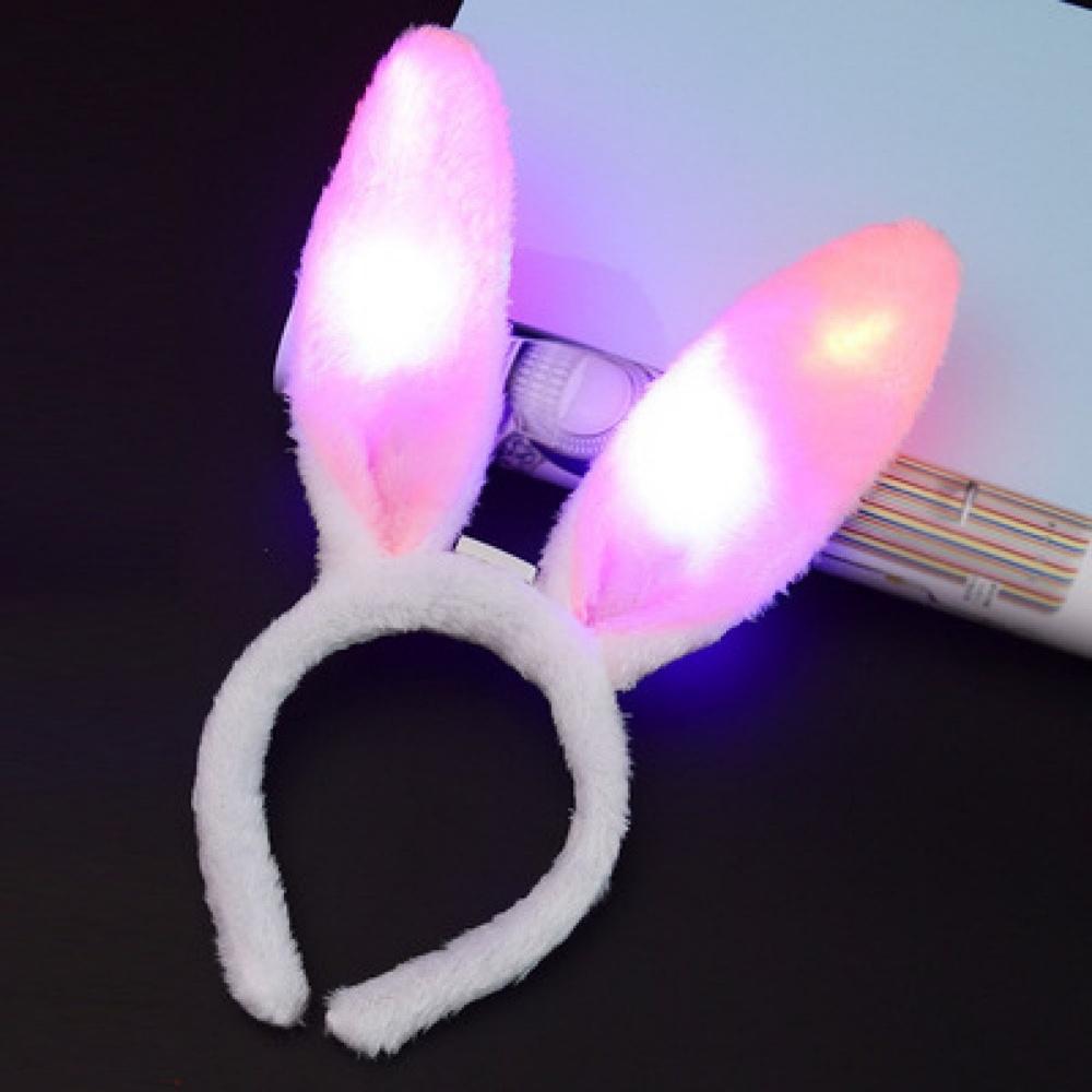 

Easter Rabbit Ears Headband LED Glow Plush Bunny Ear Head Hoop Adult Kids Cosplay Costume Easter Decoration Hair Accessories розовый