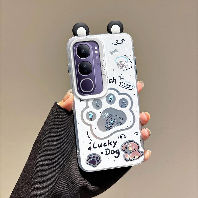 KEYSION Capa de Desenho Animado de Orelha Fofa para VIVO Y19S 4G com Cordão Silicone Macio+PC à Prova de Choque Capa Traseira para Celular para VIVO Y19S Pro