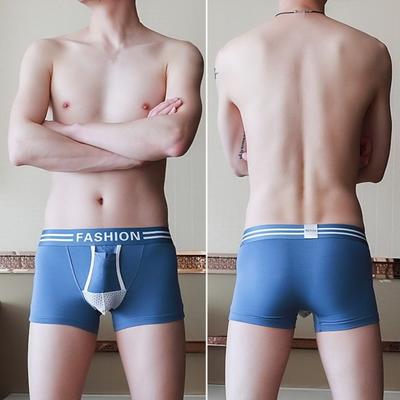 Men Boxer Briefs 3D U-convex Non-Restrictive Supportive Underwear Letter Print Patchwork Color Moisture-Wicking Shorts Panties